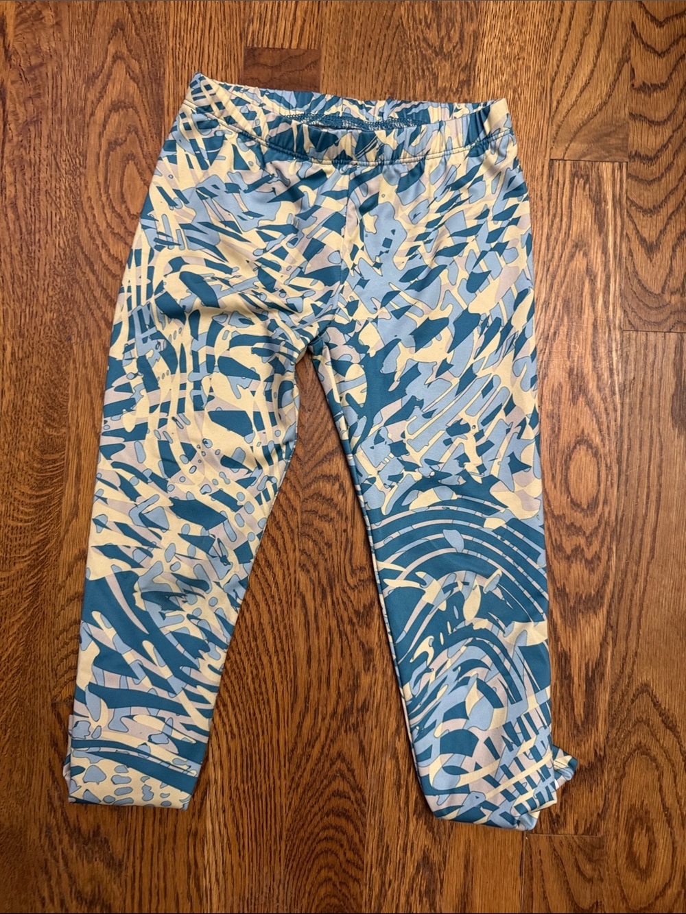 Nike Blue & Cream Abstract Print Kids Capri Leggings size 6